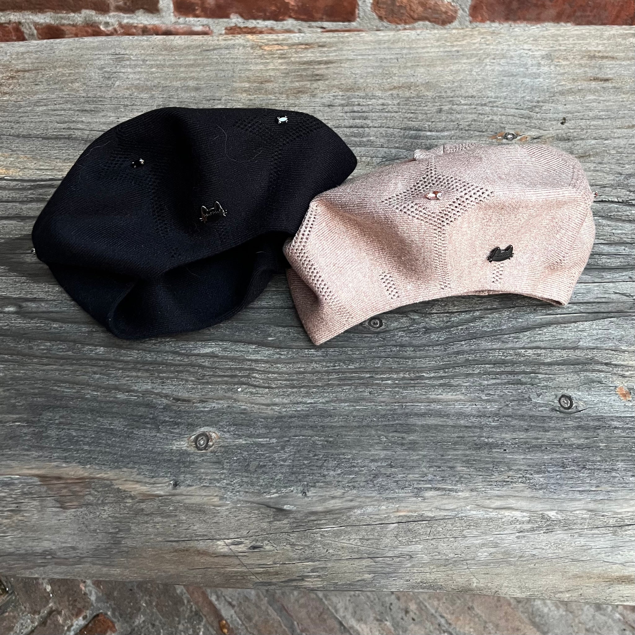 Cuffia a basco ricamo strass