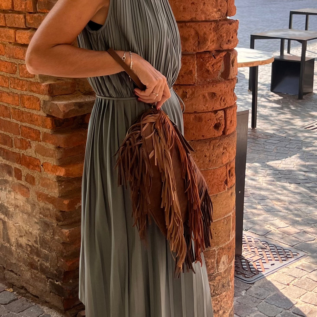 Borsa a busta con frange