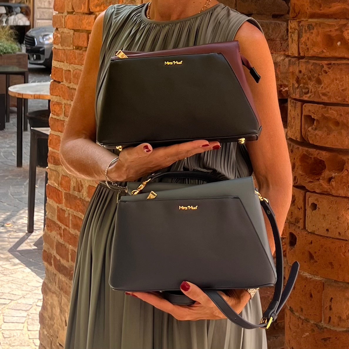 Borsa tracolla bicolore