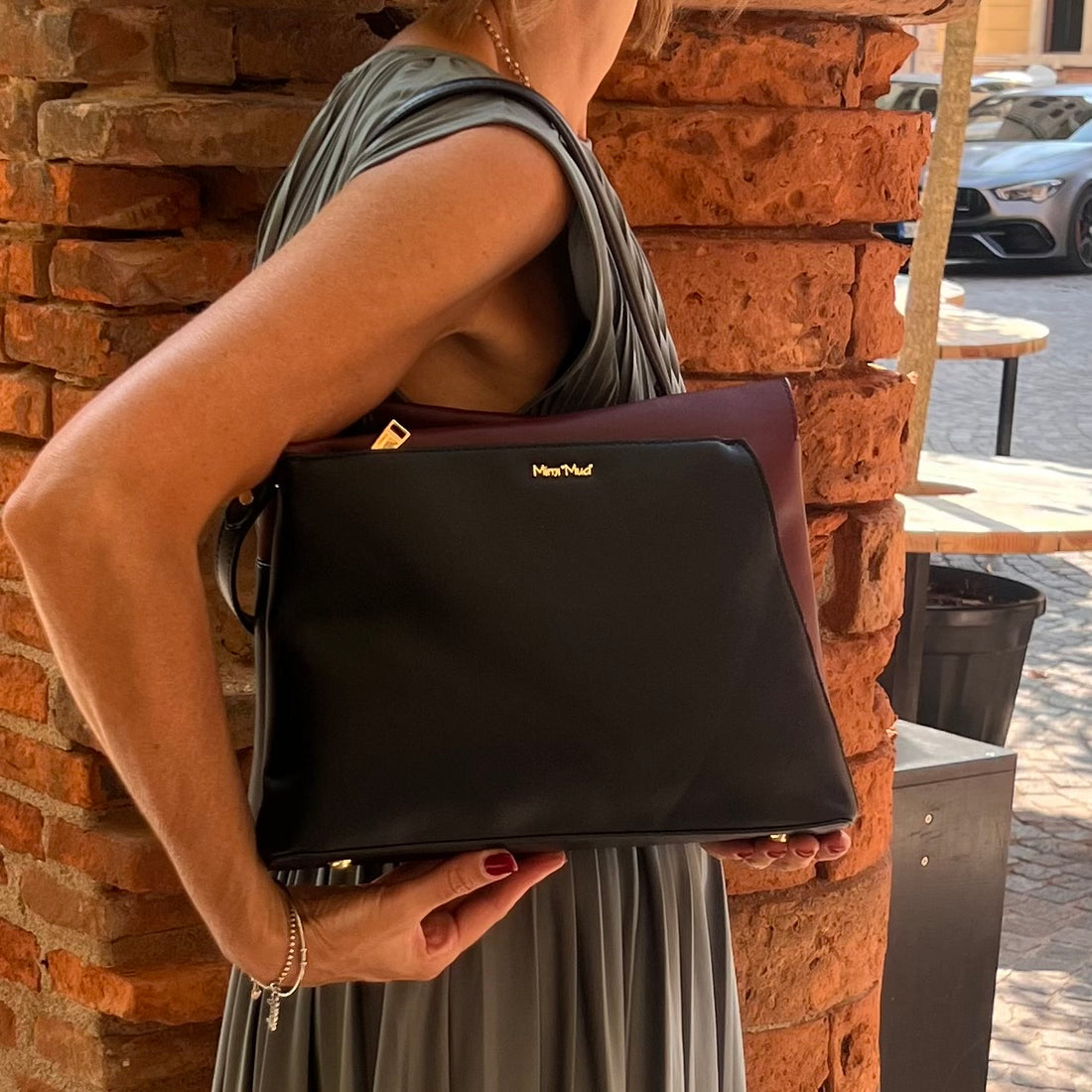 Borsa a spalla bicolore